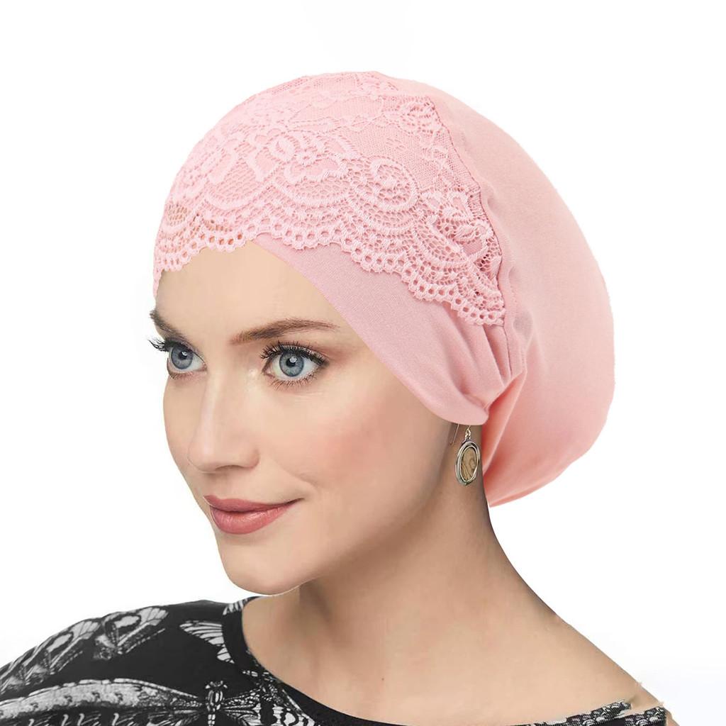 Ladies Lace Cross Headscarf Cap With Soft Lightweight Fabric For Casual Wear