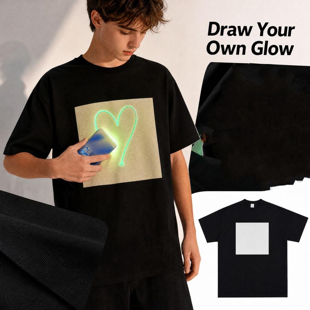 Cotton Short Sleeve T-Shirt with -in-the-Dark Drawing Board, Edition