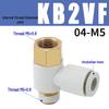 Universal Pneumatic Elbow Fitting with SMC-Type Inner & Outer Threads, KB2VF04/06/08/10/12-M5/01/02/03