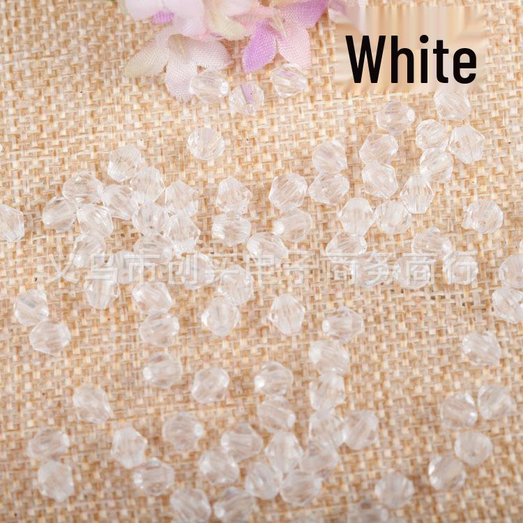 6-10mm Transparent White Double-Pointed Acrylic Beads for DIY Jewelry Crafting 8mm