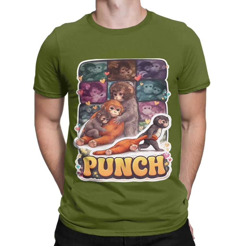 Cute Punch Monkey Sticker Graphic Funny 100 Cotton TShirt Bib Punch The Monkey Tops Tees For Unisex
