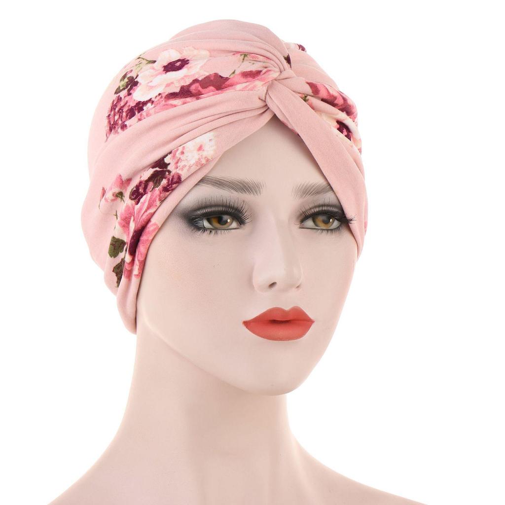 Floral Twist Leopard Print Headscarf Hat