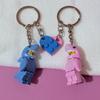 2 Pezzi Portachiavi di Coppia Squali Rosa e Blu Cartoni Animati Portachiavi a Forma di Cuore con Blocchi da Costruzione Assemblabili Ciondolo per Zaino Regali per Amici