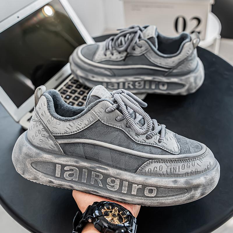 

Thick Sole Add Cotton Running Shoes 2025 Autumn New Mens Casual Sneakers Fashion and Comfortable Four Seasons Anti Slip Footwear 39 сірий колір