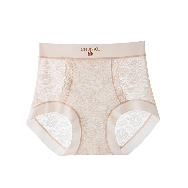 Big Size Female Summer Thin Sexy Lace Mulberry Silk Extension Crotch Without Mark in High Waist Triangle Briefs