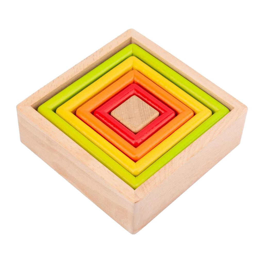 Wooden Rainbow Stacking Game Learning Toy Geometry Building Blocks Educational Toys for baby Toddlers