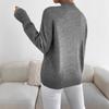 Women's Light Beige Ribbed High Neck Long Sleeve Knit Sweater