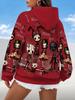 Lazy Women's Hoodie with Scary Cartoon Characters On Hoodie Women's Hooded Pullover Sweatshirt Fashionable Top