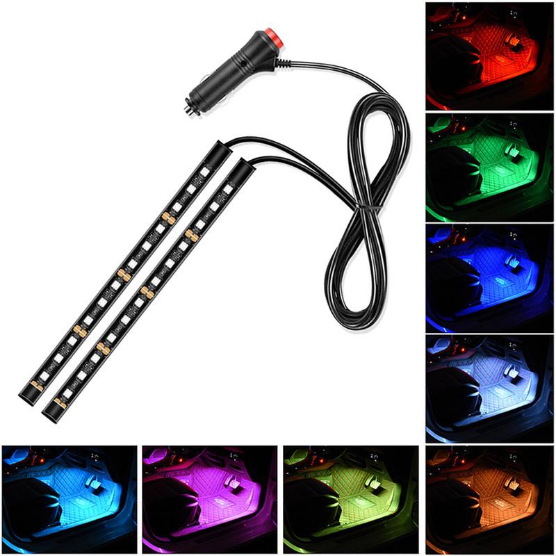 24LED Car Interior Ambient Foot Strip Light Kit Backlight 5V USB Auto Decorative Atmosphere Neon Lamp Vehicle Accessories