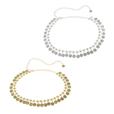 Böhmischer Ethno-Stil Hüftkette mit klingenden Metallmünzen, verstellbare Länge Gürtel, stilvoller Körperschmuck für Festivals