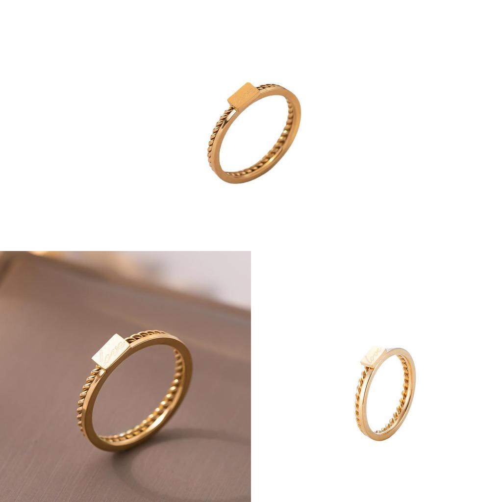 Minimalistischer Titanstahlring für Damen mit Vergoldung und geometrischem Design