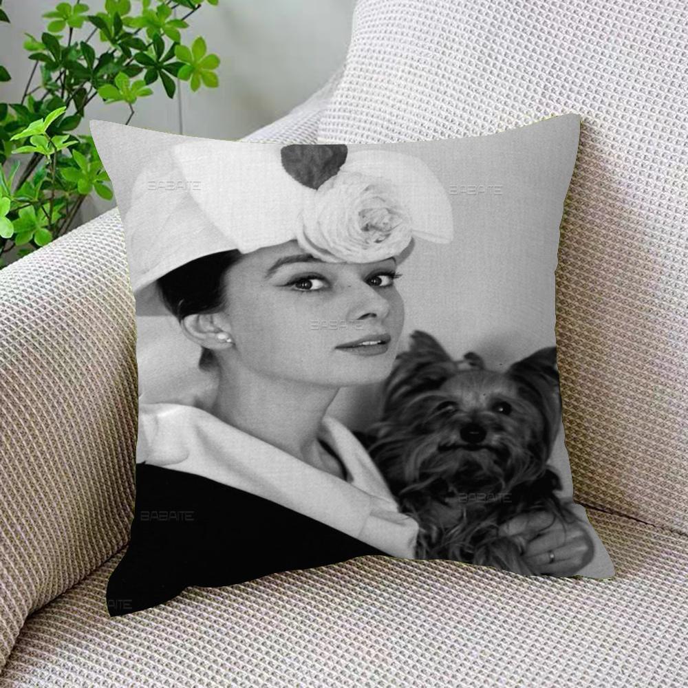 Audrey Hepburn Pillow Gift Home Office Decoration Bedroom Sofa Car Cushion Cover Case 45x45