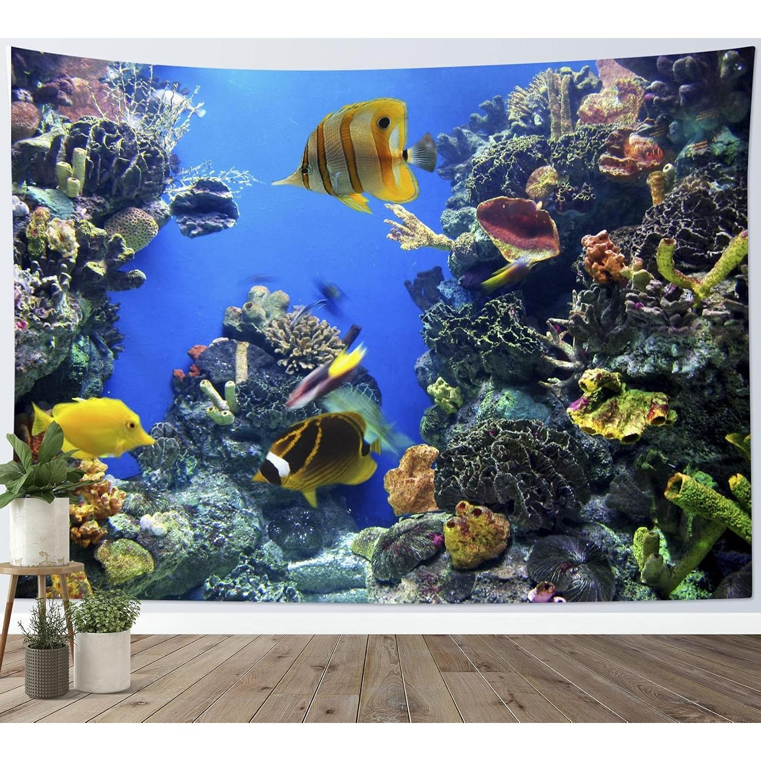 Tapestry of dense tropical fish coral reef 75x100