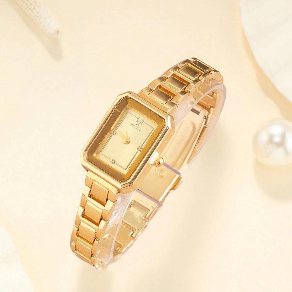 Luxus Topmarke Gold Uhren Damen Elegant Kleines Quadratisches Zifferblatt Damen Quarz Uhr Einfache Mode Damenuhr zegarek damski