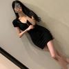 Sexy dress women's summer sweet hottie waist hip skirt tight v-neck small man showing figure night skirt