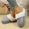 Fashion Fashion Women Platform Fluffy Slippers Winter Comfort Warm Plush Cotton Shoes Woman Thick Sole Anti Slip Indoor House Slippers