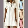 European and American Summer Loose Leisure Explosion Printed Button Stand-up Dress