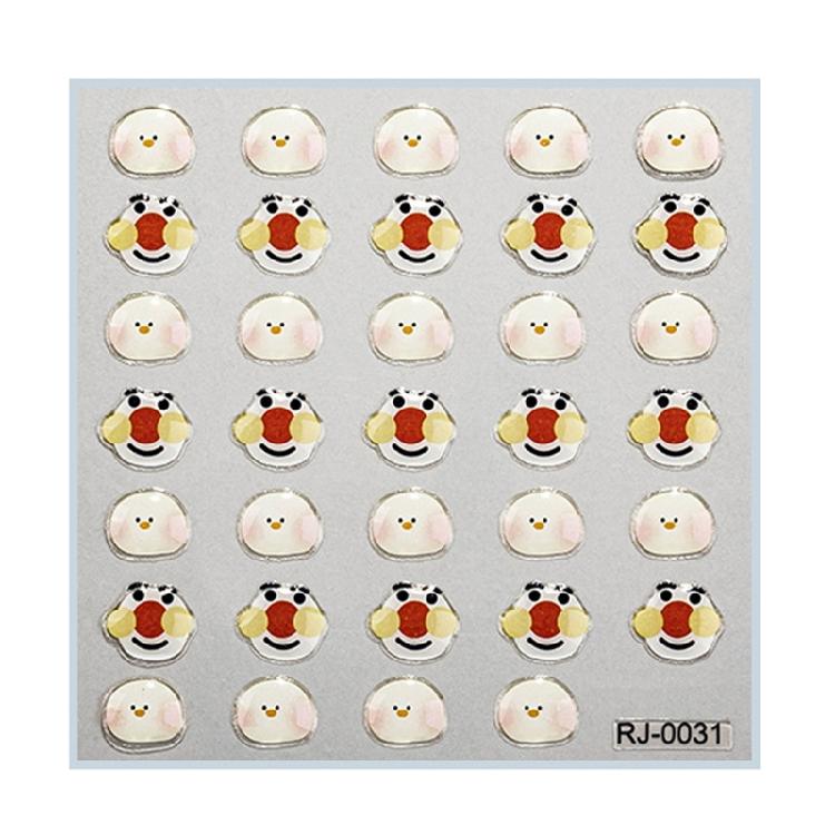 Embossed Cartoon Nail Art Stickers Decals Self-Adhesive Floral Nail Supplies