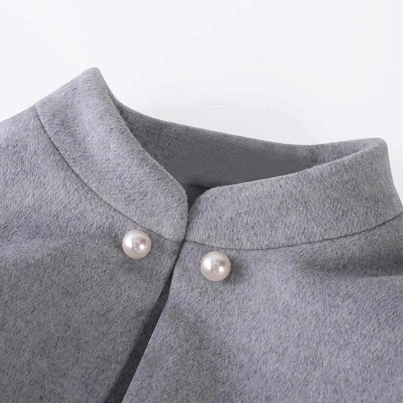 Taluoman Women's Elegant Grey Wool Blend Overcoat
