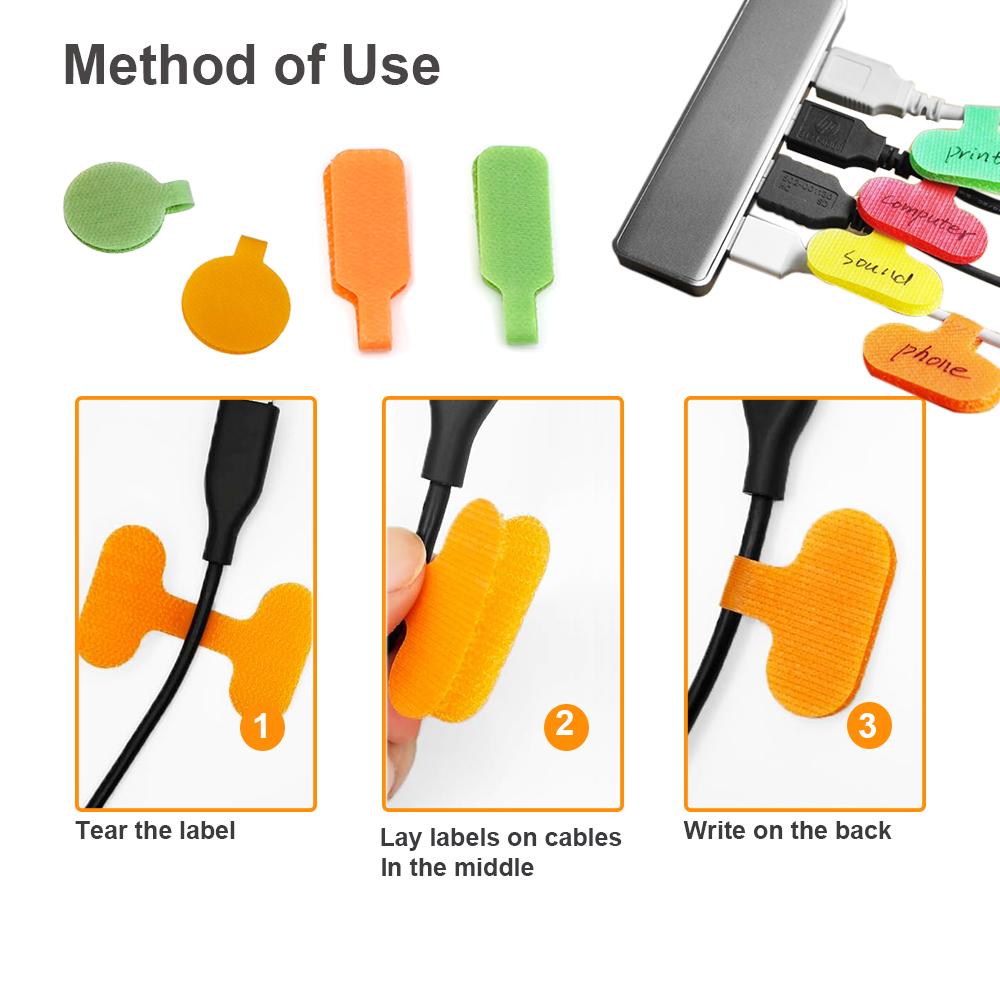 Cable Labels, Medium, Multi-Color (8-24Pcs) Write On Cord Labels, Wire Labels, Cable Tags and Wire Tags for Cable Management and Identification