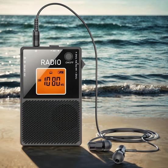 FM AM SW Portable Radio Home Outdoor Travel Emergency Survival Transistor Radio Rechargeable Stereo Sound Card-Type LCD Backlit Digital Radio Receiver