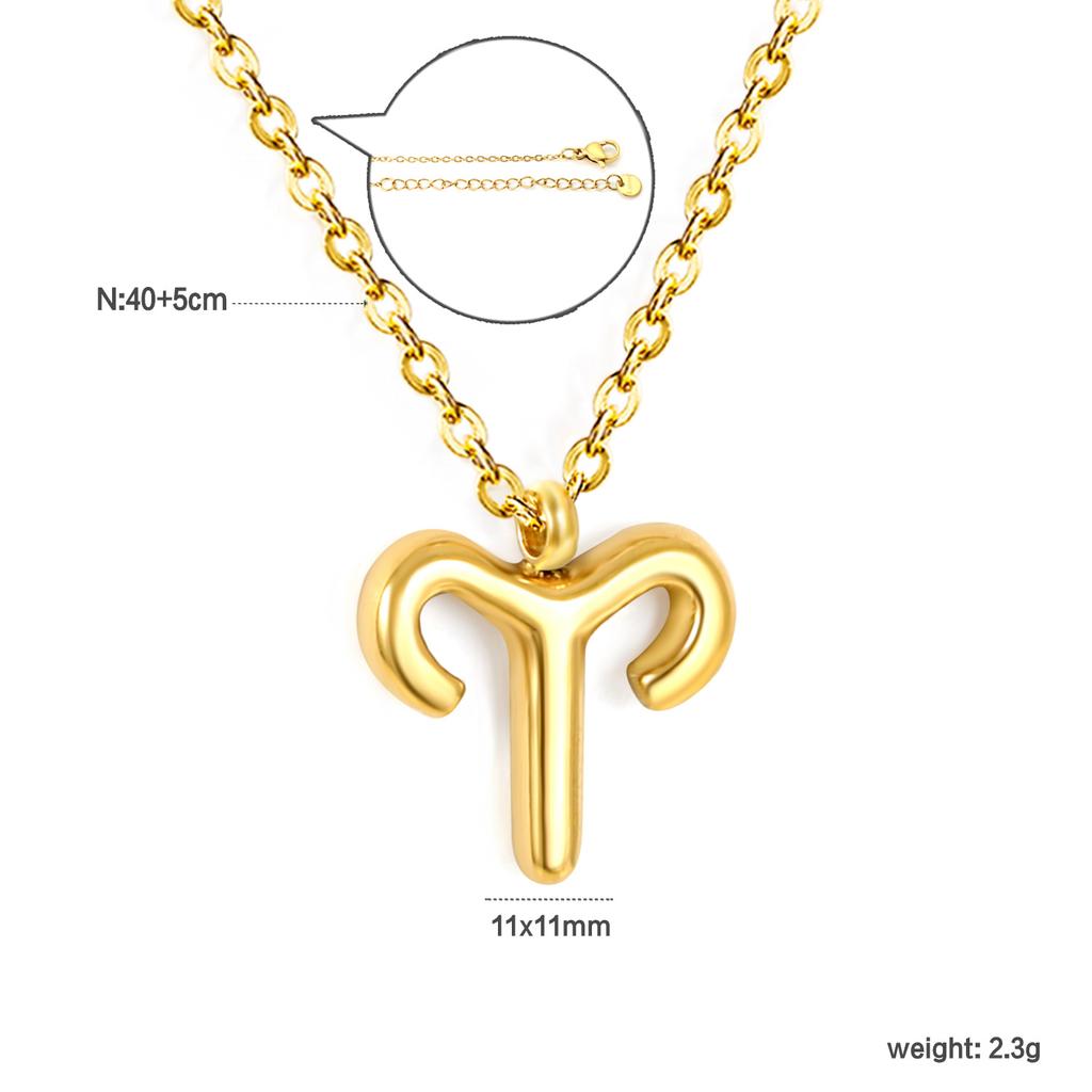 Fashion Creative Zodiac Pendant Necklace Gold Bubble Charm Versatile Collarbone Chain Jewelry