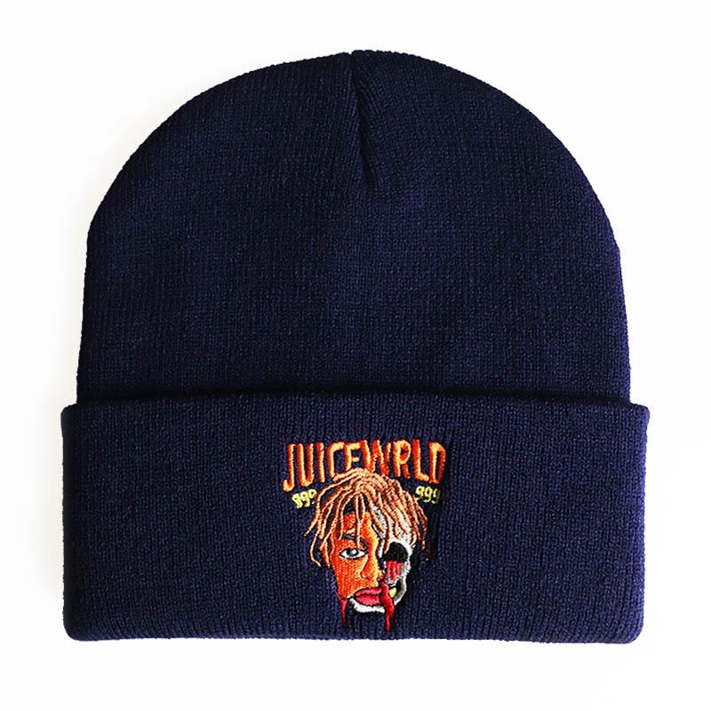 Europe and America juice wrld Embroidered knitted hat for men and women, autumn and winter ski hat, pullover hat, woolen hat