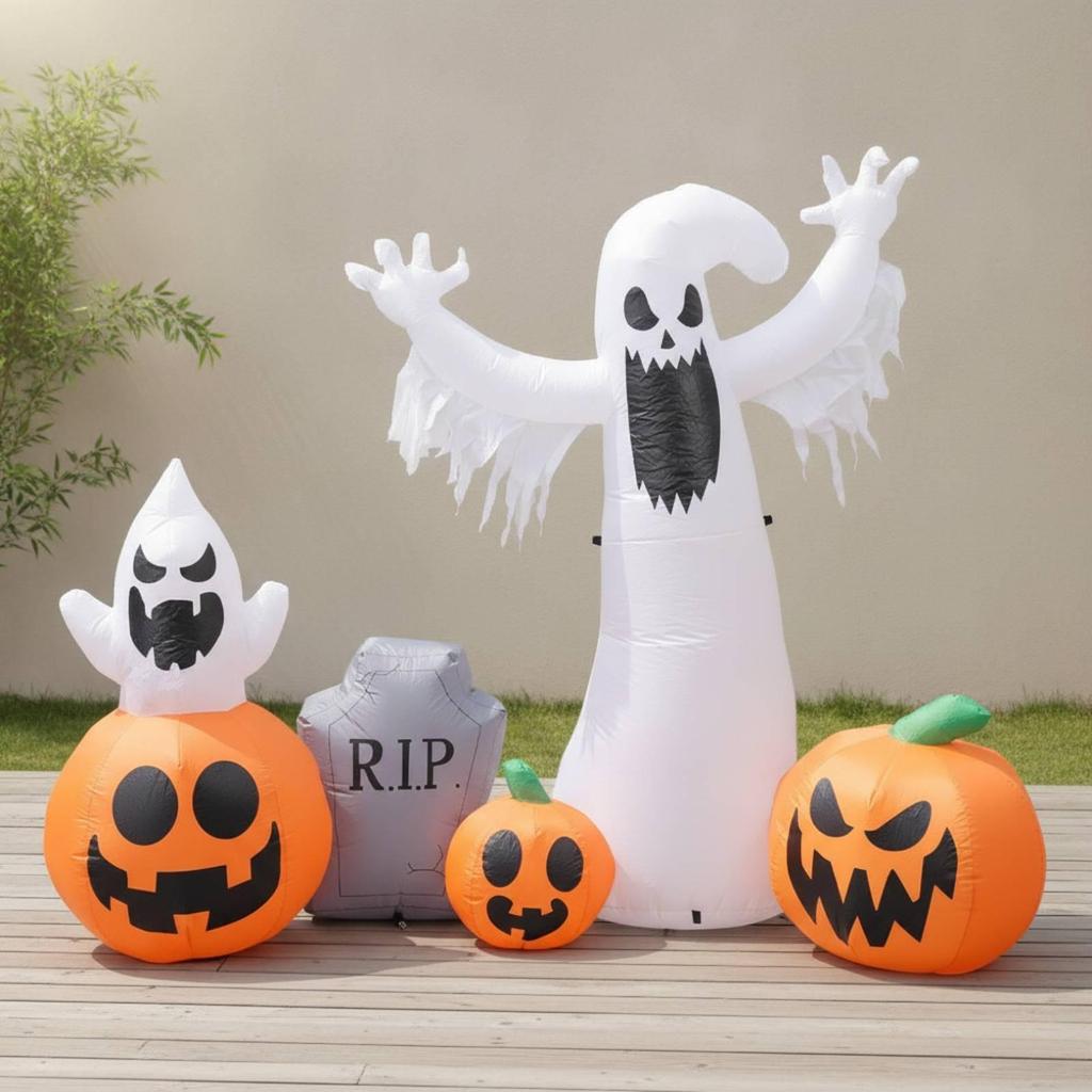 Inflatable Specters with Pumpkin Decor Outdoor WeatherResistant Yard Decoration