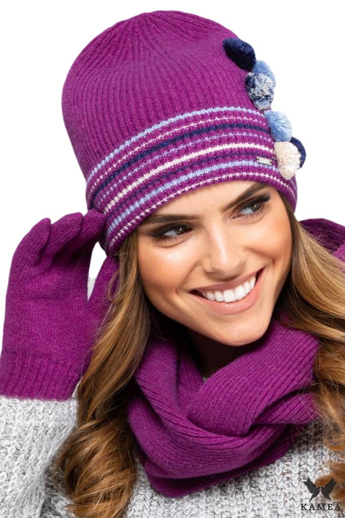 Colorado Youth Hat with Pompoms Fuchsia