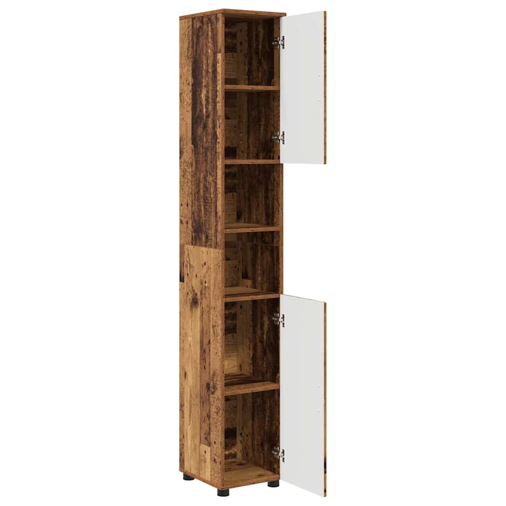 Bathroom Cabinet with Storage and Door Reclaimed Wood Look 30 x 35 x 192 cm
