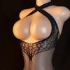 1pc Hot Women Crossover Breastless Bodystocking Crotchless Bold Sex Lingerie Black Tights Open Bra Porn Outfits Desire Underwear