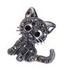 Women Lovely Style Sparkling Crystal Rhinestone Brooch Girl Cartoon Cat Scarf Pin Breastpin Wedding Jewelry Gift