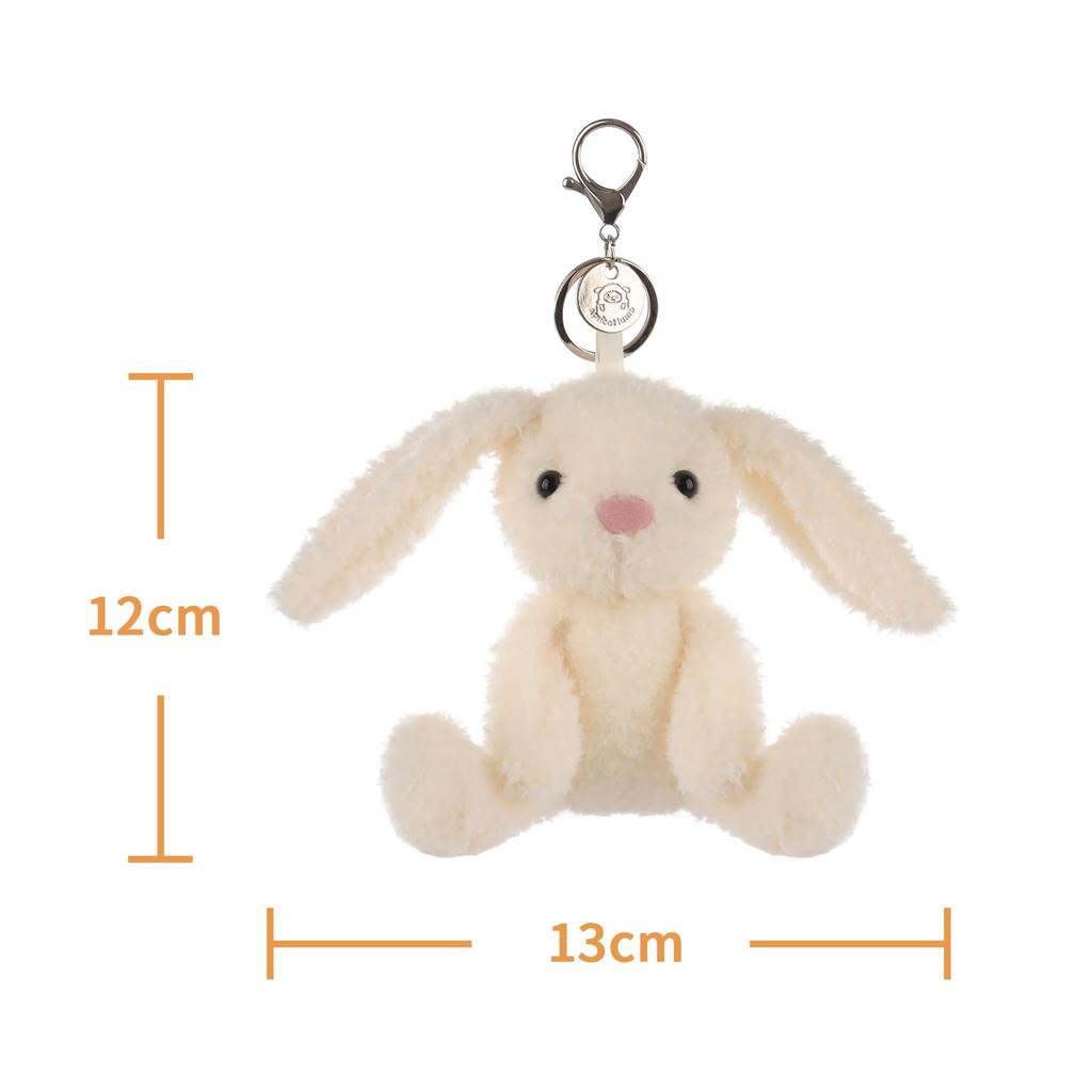 Apricot Lamb Cream Velvet Bunny Cute Soft Animal Keychain Plush Suitable for Men and 12cm Toy, Women, Backpack, Wallet,