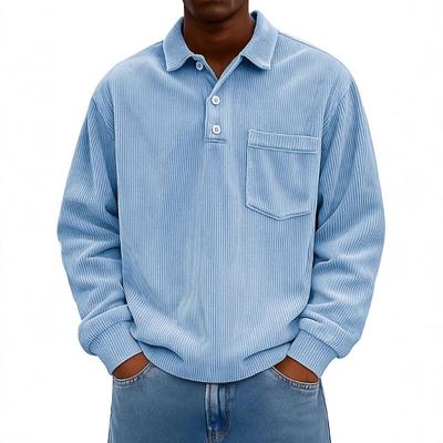 Lapel Shirt Men's Corduroy Long-sleeved Shirt Autumn and Winter Retro Casual Khaki Trend