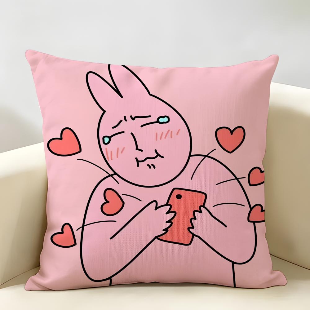 Cartoon OOpanchu Usagi Cushion Cover Natural Linen Organic Fabric DoubleSided Printing Room Sofa Decor Pillow Case