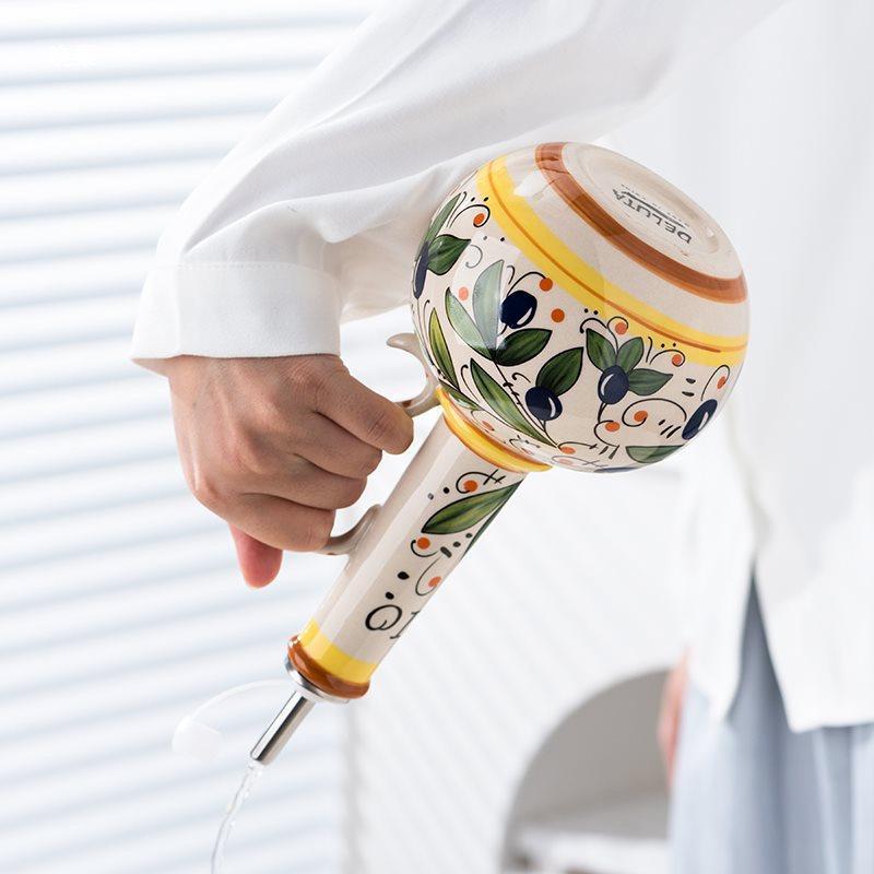 Italian Glazed Ceramic Bottle for Olive Oil & Vinegar
