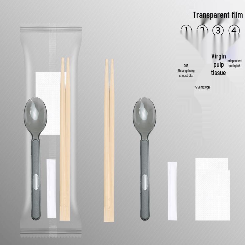 Disposable Takeaway Cutlery Set with Spoon, Fork & Chopsticks