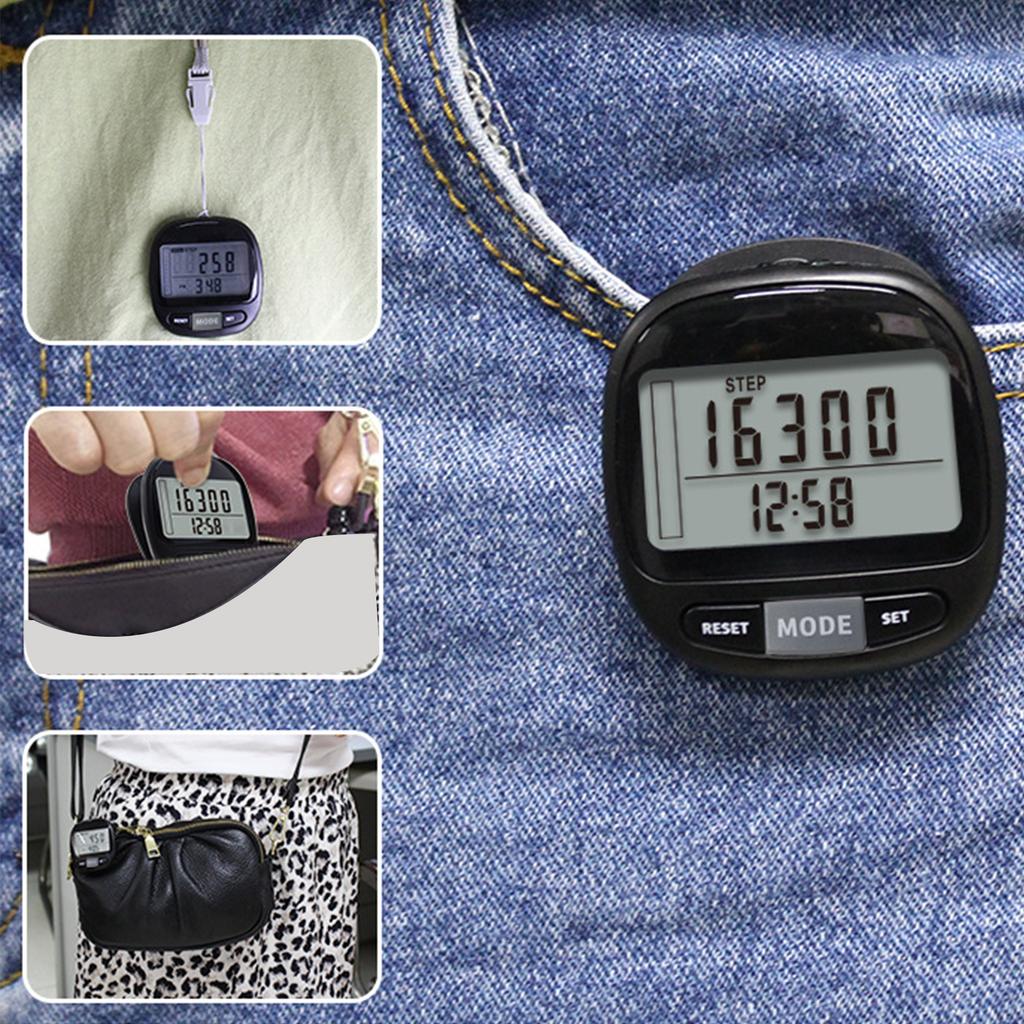 3D Pedometer Accurate Step Counter with Clip Large Display Accurate Pedometers for Steps Mile Step Tracker for Walking