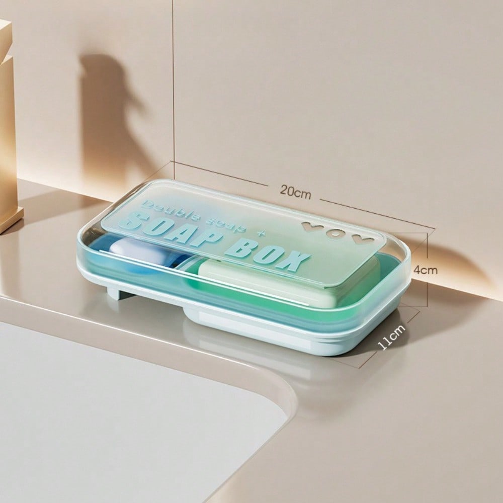 Double Grid Soap Box Drain Dormitory Incense Cover with Cover Light Luxury Bubble Double Layer Soap Dish