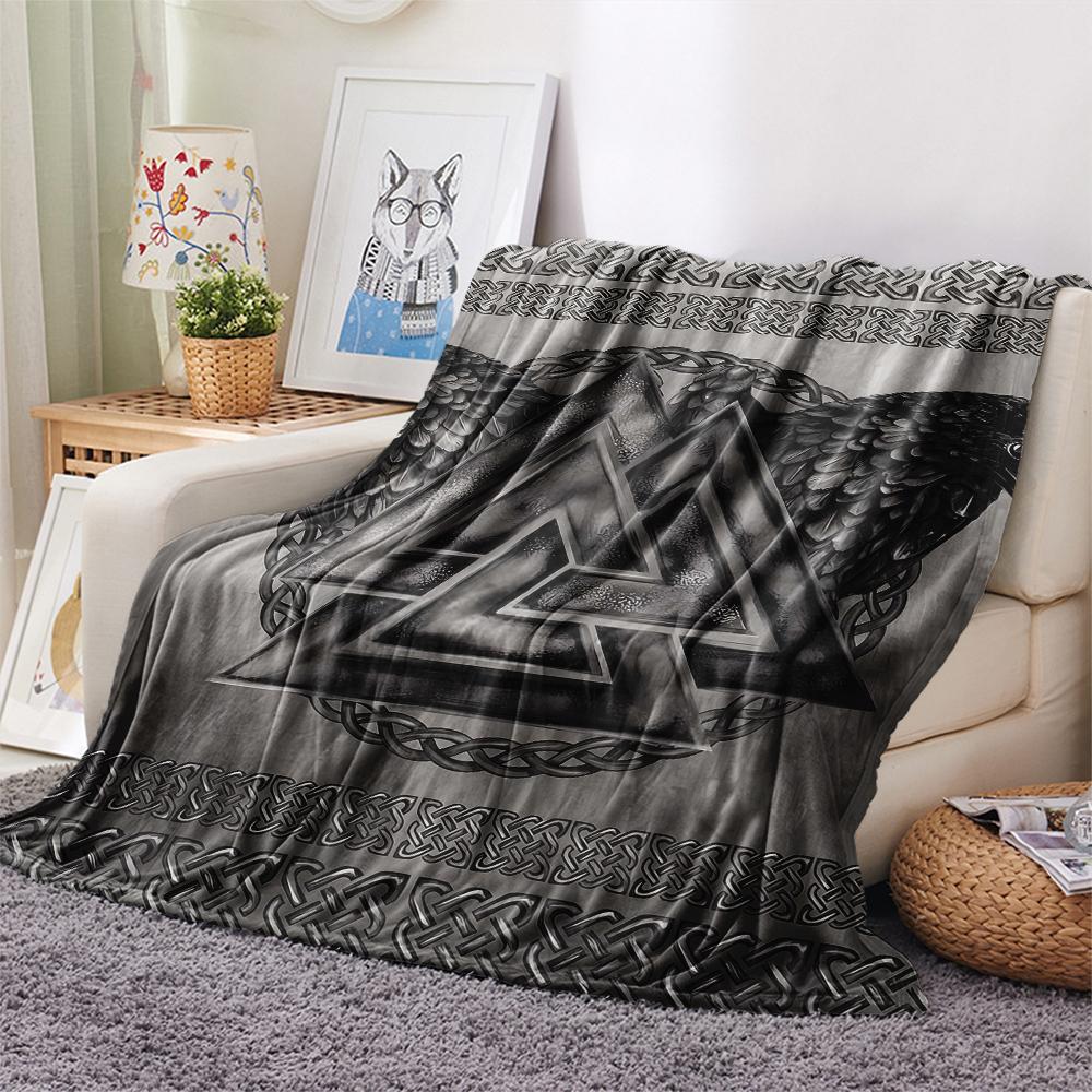 1Pc Viking Pattern Print Flannel Blanket, High quality Comfortable for All Seasons, Home Decor, Warmth and Comfort, Perfect for Christmas Gifts
