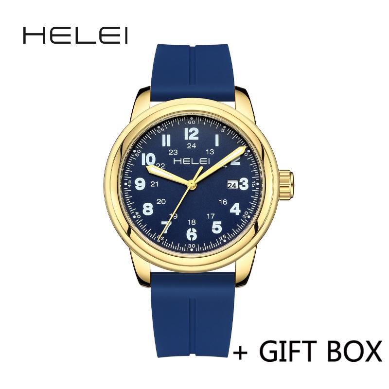 HELEI Sport Men Watch Top Brand Luxury Military Waterproof Male Clock Quartz Business Original Silicone Wristwatch Gift 9020CJ
