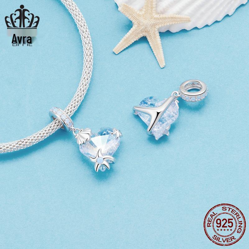 Exquisite Starfish Pendant: S925 Sterling Silver Blue DIY Jewelry Loose Beads