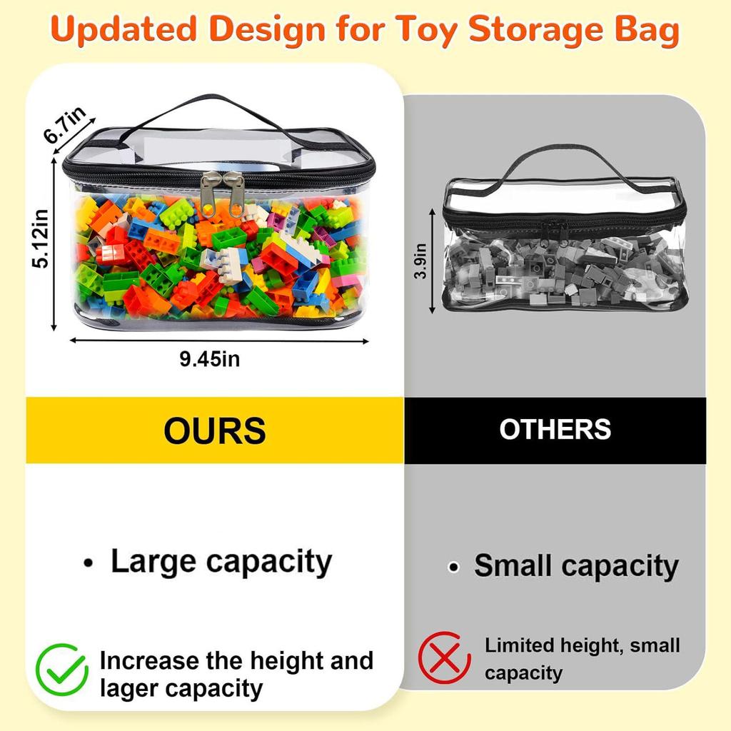 Lego-Compatible Building Blocks Storage Bucket with Wood Toy Classification
