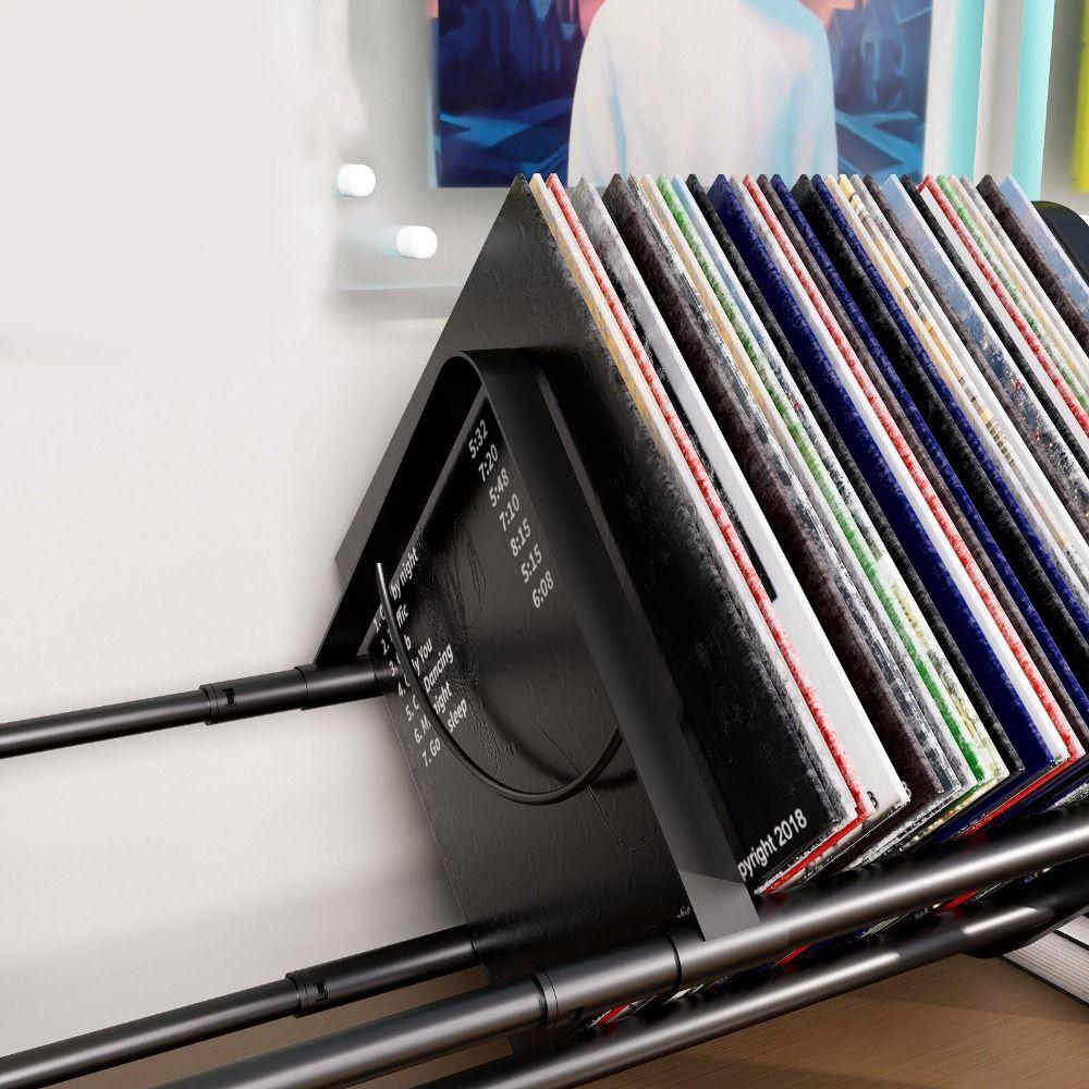 Large Capacity Vinyl Record Storage Rack Carbon Steel Single Tier Record Holder  for Home