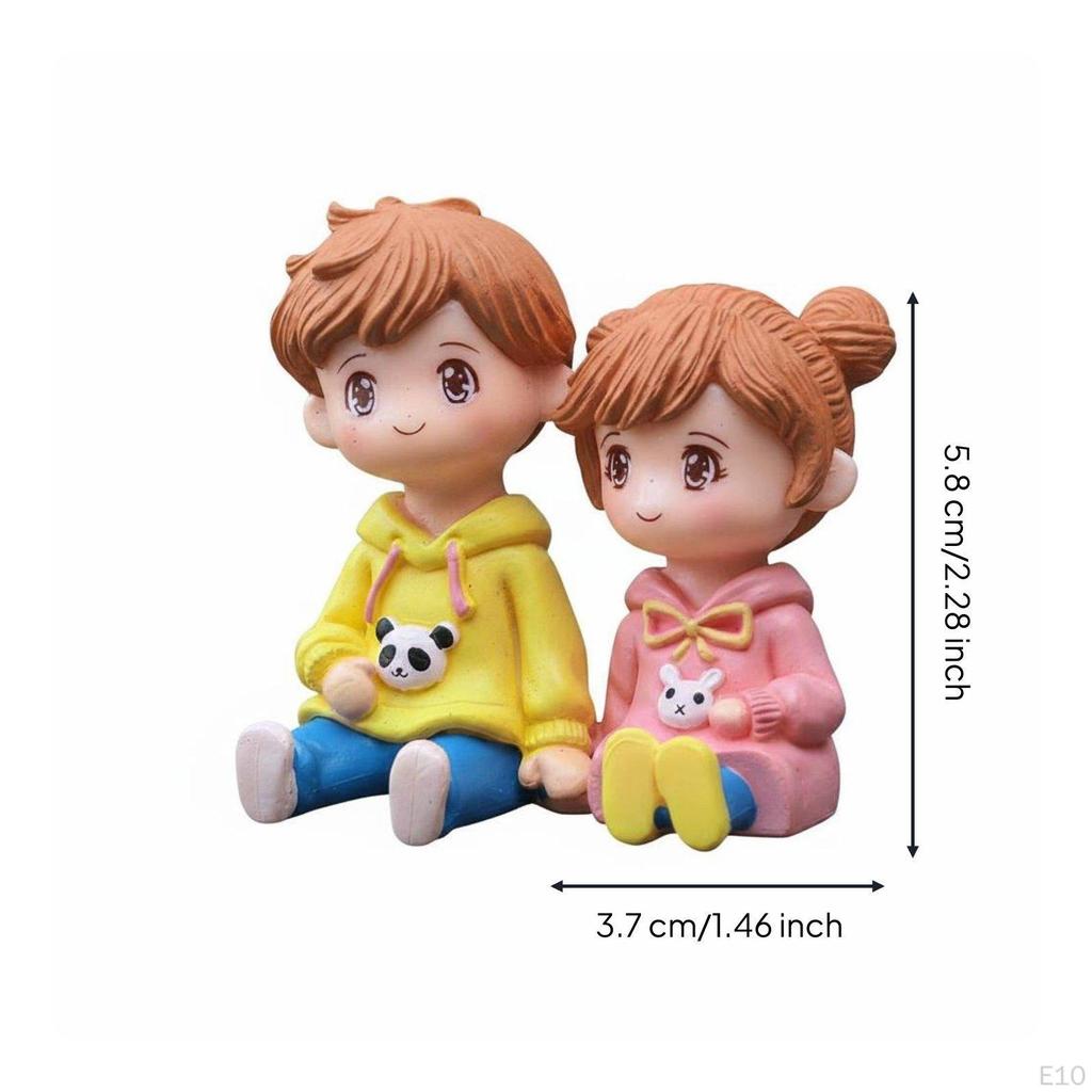 Couple Figurine Cute Design Miniature People Figures Handmade Fairy Garden Miniatures for Potted