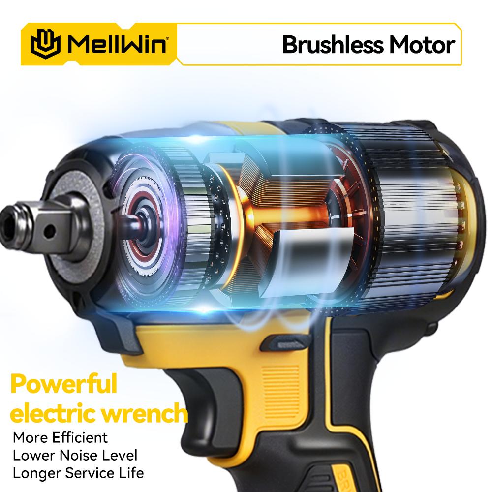 MELLWIN 520N.M Bürstenloser Elektrischer Schraubenschlüssel 3-IN-1 Akku-Schlagschrauber Elektroschrauber Bohrmaschine Für Makita 18V Akku Stift