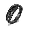 2026 Simple Men's Pipe Leather Bracelet European and American Simple Magnet Frosted Button Head