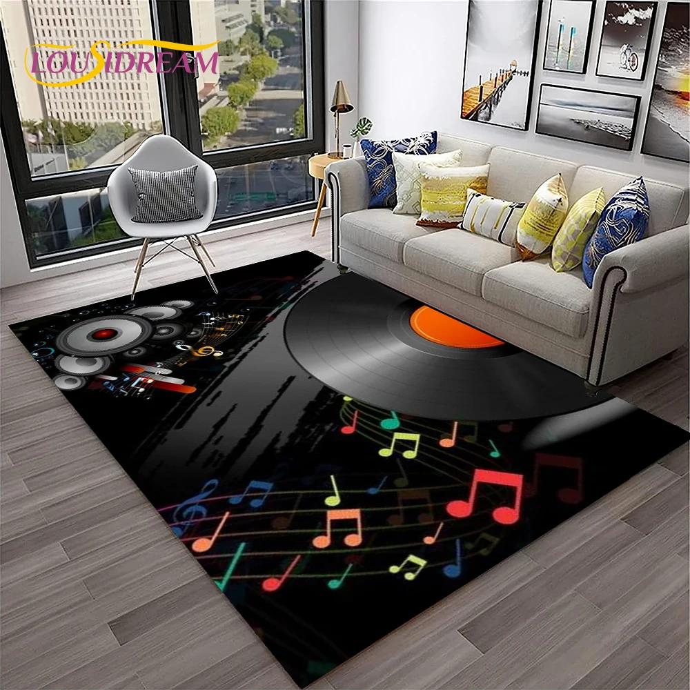 Music Art 3D Vinyl Record Retro Carpet Rug for Home Living Room Bedroom Sofa Doormat Decor,Kid Play Area Rug Non-slip Floor Mat