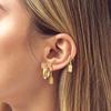 925 Silver Needle Square Pendant Hoop Earrings Vintage Gold Earrings For Women Shell Pendant Earring Fashion Jewelry Accessories