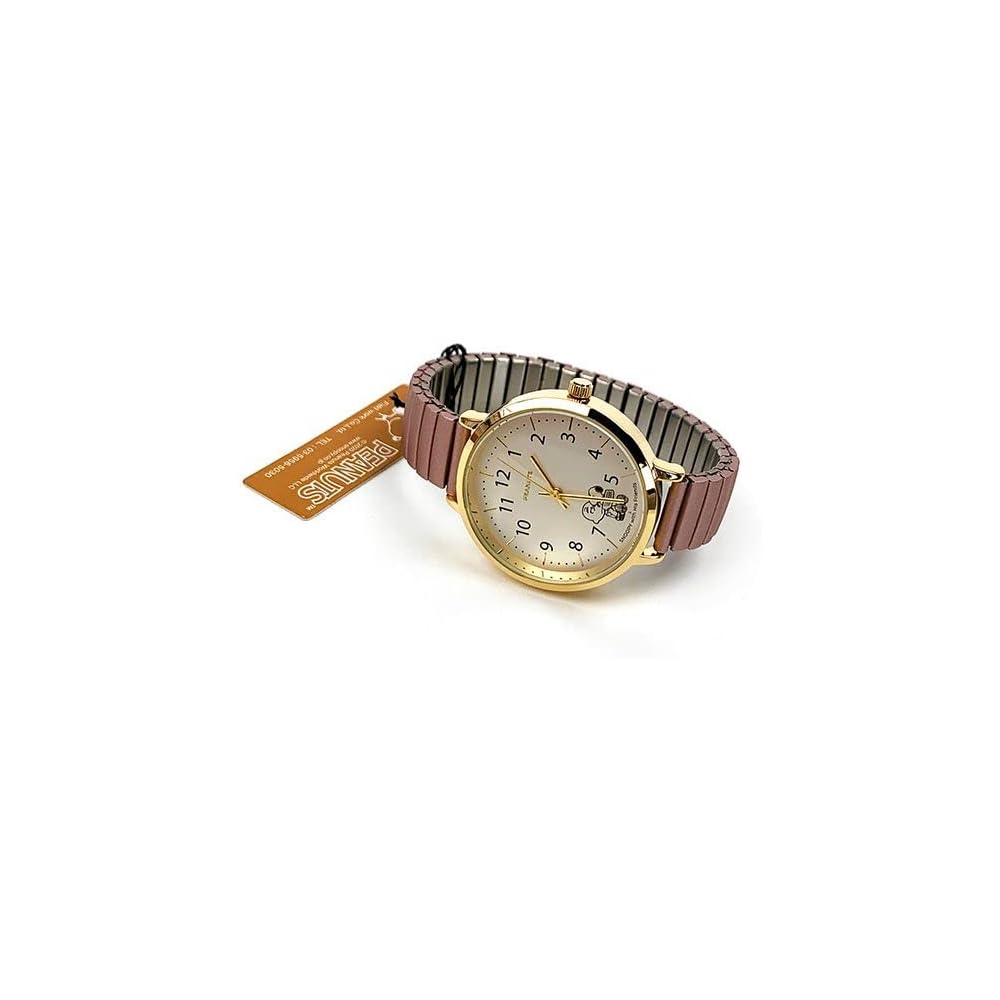 Fieldwork Snoopy Analog Watch with Metal Band and Accordion Strap for Women Pink